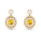 1.25 CT Citrine and Moissanite Bridal Drop Earrings in Gold Citrine - ( AAA ) - Quality - Rosec Jewels