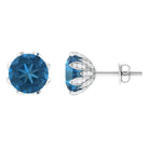 4.50 CT London Blue Topaz and Diamond Bridal Stud Earrings London Blue Topaz - ( AAA ) - Quality - Rosec Jewels