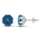 4.50 CT London Blue Topaz and Diamond Bridal Stud Earrings London Blue Topaz - ( AAA ) - Quality - Rosec Jewels