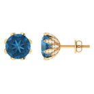 4.50 CT London Blue Topaz and Diamond Bridal Stud Earrings London Blue Topaz - ( AAA ) - Quality - Rosec Jewels