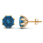 4.50 CT London Blue Topaz and Diamond Bridal Stud Earrings London Blue Topaz - ( AAA ) - Quality - Rosec Jewels