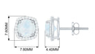 Round Moonstone Classic Halo Stud Earrings with Diamond Moonstone - ( AAA ) - Quality - Rosec Jewels