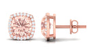 1.75 CT Elegant Morganite Stud Earrings with Diamond Halo Morganite - ( AAA ) - Quality - Rosec Jewels