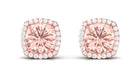 1.75 CT Elegant Morganite Stud Earrings with Diamond Halo Morganite - ( AAA ) - Quality - Rosec Jewels