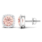 1.75 CT Elegant Morganite Stud Earrings with Diamond Halo Morganite - ( AAA ) - Quality - Rosec Jewels