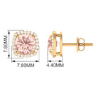 1.75 CT Elegant Morganite Stud Earrings with Diamond Halo Morganite - ( AAA ) - Quality - Rosec Jewels