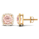 1.75 CT Elegant Morganite Stud Earrings with Diamond Halo Morganite - ( AAA ) - Quality - Rosec Jewels