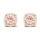 1.75 CT Elegant Morganite Stud Earrings with Diamond Halo Morganite - ( AAA ) - Quality - Rosec Jewels