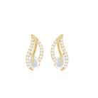 Pear Shape Moonstone and Diamond Leaf Stud Earrings Moonstone - ( AAA ) - Quality - Rosec Jewels