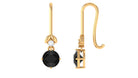 Black Onyx Fish Hook Earrings with Diamond Black Onyx - ( AAA ) - Quality - Rosec Jewels