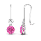 1.25 CT Simple Pink Sapphire Drop Earrings with Diamond Pink Sapphire - ( AAA ) - Quality - Rosec Jewels