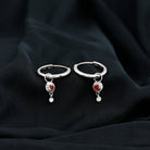 0.25 CT Bezel Set Orange Sapphire and Diamond Simple Hoop Drop Earrings Orange Sapphire - ( AAA ) - Quality - Rosec Jewels