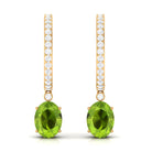 3 CT Oval Peridot Hoop Drop Earrings with Diamond Peridot - ( AAA ) - Quality - Rosec Jewels