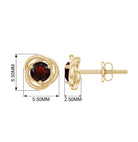 Solitaire Garnet Swirl Stud Earrings in 3 Prong Setting Garnet - ( AAA ) - Quality - Rosec Jewels