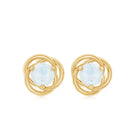 3 Prong Set Solitaire Moonstone Swirl Stud Earrings Moonstone - ( AAA ) - Quality - Rosec Jewels