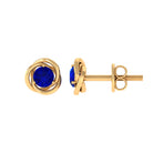 Created Blue Sapphire Swirl Solitaire Stud Earrings Lab Created Blue Sapphire - ( AAAA ) - Quality - Rosec Jewels