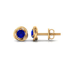 Created Blue Sapphire Swirl Solitaire Stud Earrings Lab Created Blue Sapphire - ( AAAA ) - Quality - Rosec Jewels