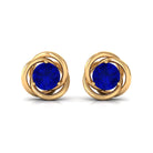 Created Blue Sapphire Swirl Solitaire Stud Earrings Lab Created Blue Sapphire - ( AAAA ) - Quality - Rosec Jewels