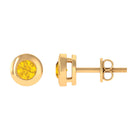 0.50 CT Yellow Sapphire Solitaire Stud Earrings in Bezel Setting Yellow Sapphire - ( AAA ) - Quality - Rosec Jewels