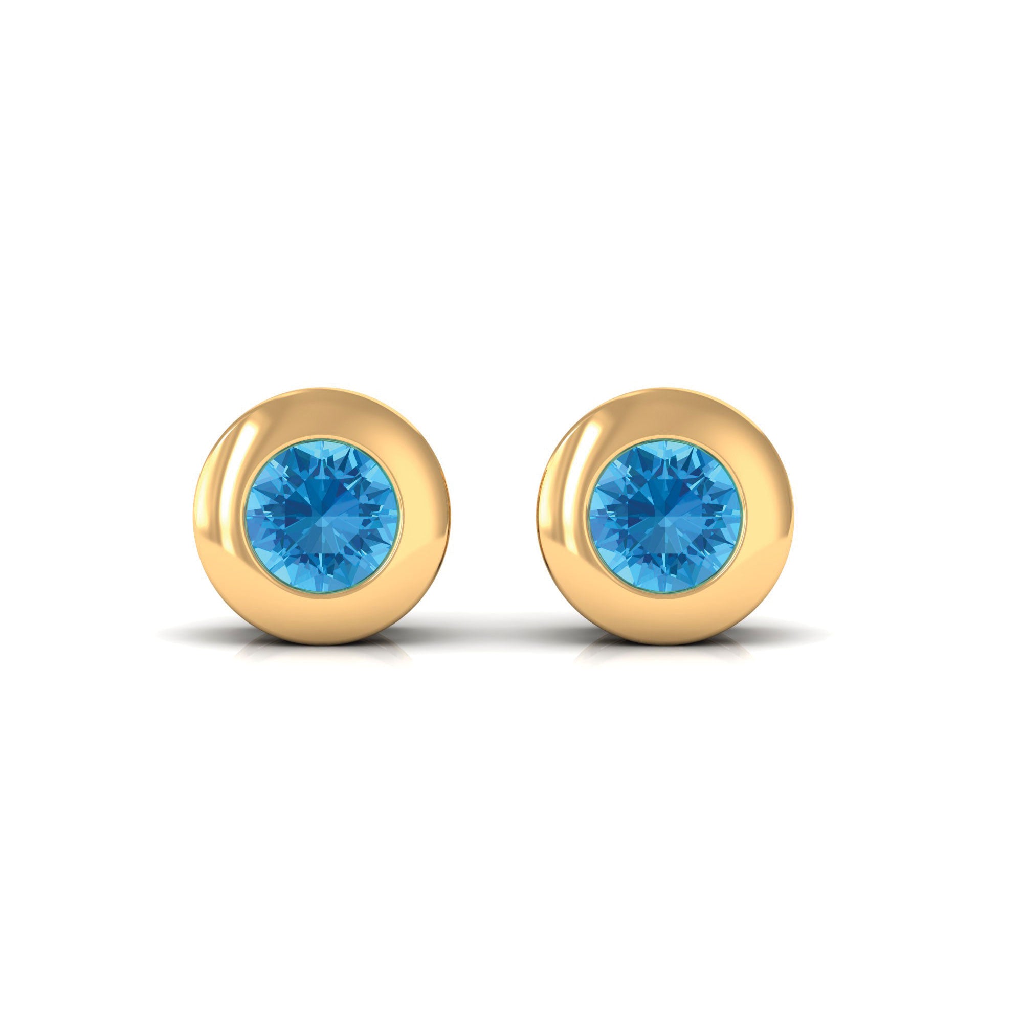 0.5 CT Bezel Set Swiss Blue Topaz Solitaire Stud Earrings Swiss Blue Topaz - ( AAA ) - Quality - Rosec Jewels