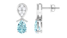 Real Aquamarine and Diamond Bridal Drop Earrings Aquamarine - ( AAA ) - Quality - Rosec Jewels