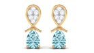 Real Aquamarine and Diamond Bridal Drop Earrings Aquamarine - ( AAA ) - Quality - Rosec Jewels