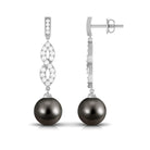 16.50 CT Tahitian Pearl Infinity Dangle Earrings with Diamond Tahitian pearl - ( AAA ) - Quality - Rosec Jewels