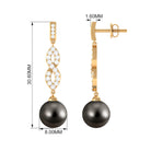 16.50 CT Tahitian Pearl Infinity Dangle Earrings with Diamond Tahitian pearl - ( AAA ) - Quality - Rosec Jewels