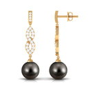 16.50 CT Tahitian Pearl Infinity Dangle Earrings with Diamond Tahitian pearl - ( AAA ) - Quality - Rosec Jewels