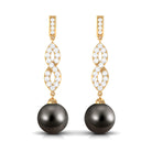 16.50 CT Tahitian Pearl Infinity Dangle Earrings with Diamond Tahitian pearl - ( AAA ) - Quality - Rosec Jewels