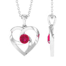 1/4 CT Open Solitaire Heart Pendant Necklace with Ruby For Women Ruby - ( AAA ) - Quality - Rosec Jewels