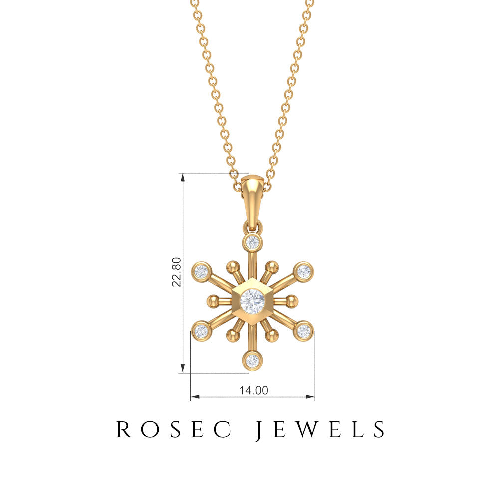 1/4 CT Snowflake Pendant for Women with Diamonds Diamond - ( HI-SI ) - Color and Clarity - Rosec Jewels