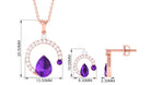 2.25 CT Pear Cut Amethyst and Moissanite Minimal Pendant and Earrings Set Amethyst - ( AAA ) - Quality - Rosec Jewels