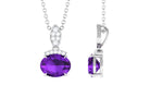 Elegant Oval Cut Amethyst Minimal Pendant with Diamond Amethyst - ( AAA ) - Quality - Rosec Jewels