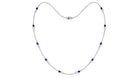 Pear Cut Created Blue Sapphire and Diamond Station Chain Necklace Lab Created Blue Sapphire - ( AAAA ) - Quality - Rosec Jewels