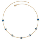 London Blue Topaz Station Chain Necklace with Moissanite London Blue Topaz - ( AAA ) - Quality - Rosec Jewels