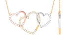 Three Tone Gold Diamond Open Heart Necklace Diamond - ( HI-SI ) - Color and Clarity - Rosec Jewels