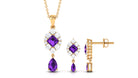 Designer Amethyst and Moissanite Dangle Pendant and Earrings Set Amethyst - ( AAA ) - Quality - Rosec Jewels