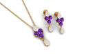 Unique Amethyst and Diamond Dangle Pendant Earrings Set Amethyst - ( AAA ) - Quality - Rosec Jewels