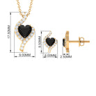 Heart Shape Black Onyx and Diamond Jewelry Set Black Onyx - ( AAA ) - Quality - Rosec Jewels