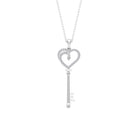 Cubic Zirconia Heart Key Pendant Zircon - ( AAAA ) - Quality - Rosec Jewels