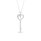 Cubic Zirconia Heart Key Pendant Zircon - ( AAAA ) - Quality - Rosec Jewels