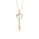 Cubic Zirconia Heart Key Pendant Zircon - ( AAAA ) - Quality - Rosec Jewels