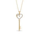 Cubic Zirconia Heart Key Pendant Zircon - ( AAAA ) - Quality - Rosec Jewels