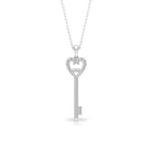 Heart key Pendant with Cubic Zirconia Zircon - ( AAAA ) - Quality - Rosec Jewels