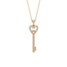 Heart key Pendant with Cubic Zirconia Zircon - ( AAAA ) - Quality - Rosec Jewels