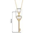 Heart key Pendant with Cubic Zirconia Zircon - ( AAAA ) - Quality - Rosec Jewels