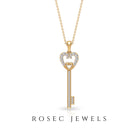 Heart key Pendant with Cubic Zirconia Zircon - ( AAAA ) - Quality - Rosec Jewels