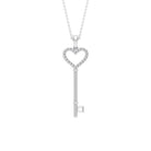 Cubic Zirconia Heart Key Pendant Necklace Zircon - ( AAAA ) - Quality - Rosec Jewels