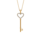 Cubic Zirconia Heart Key Pendant Necklace Zircon - ( AAAA ) - Quality - Rosec Jewels